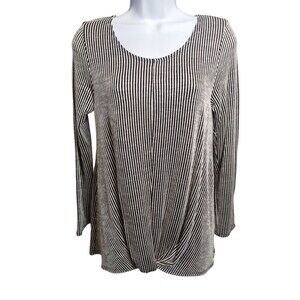 Promises Promises Women’s Pullover Top Blouse Size XL Black White Striped